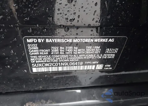 2022 BMW X7 xDrive40I z USA, uszkodzony, nr VIN 5UXCW2C01N9L06418